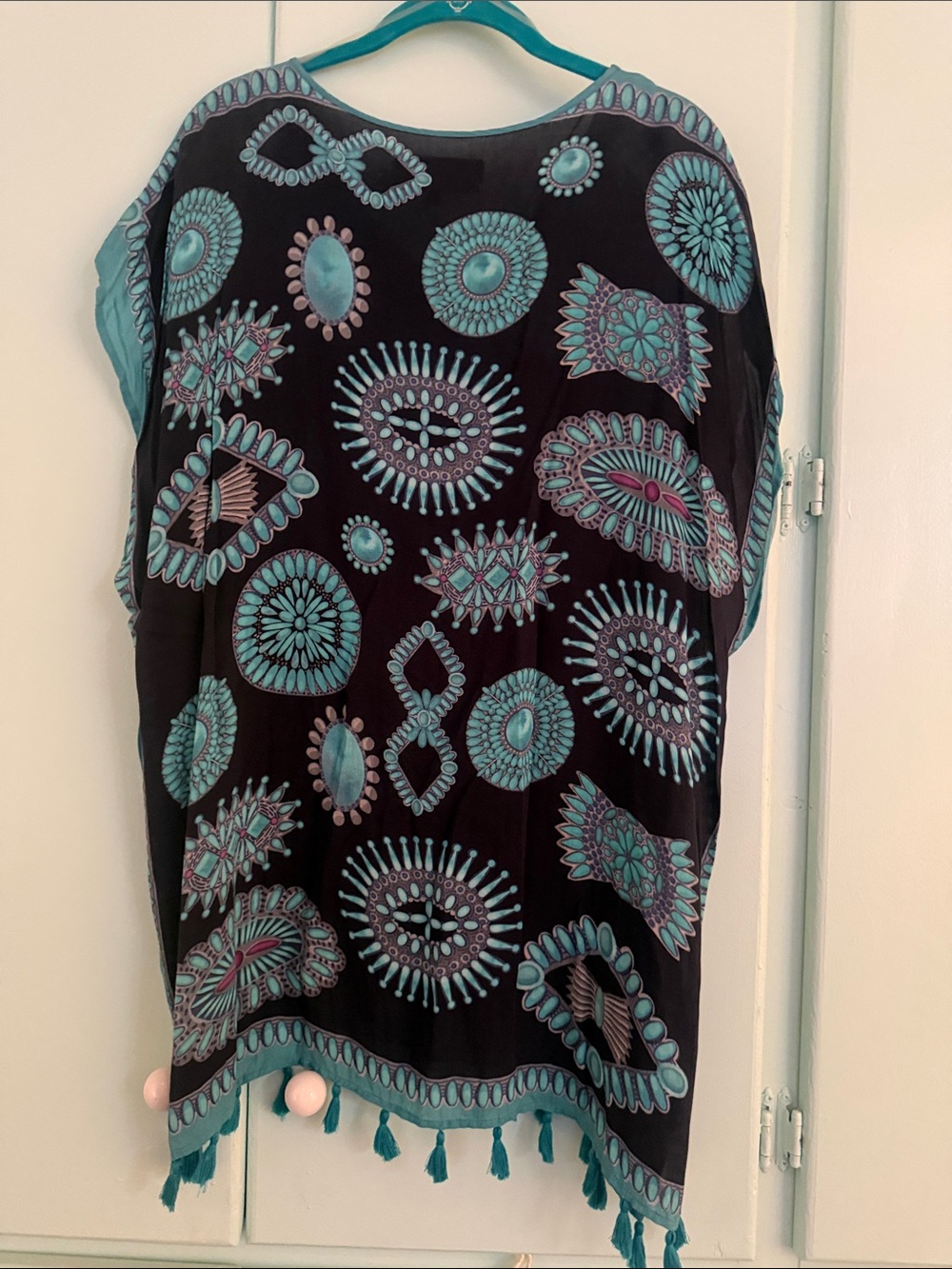 Double D Ranch Turquoise World Poncho - Picture 5 of 5